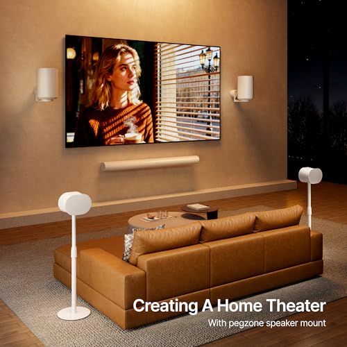 Speaker Wall Mount for Sonos Era 100 and Era 300, 1 Pair, White | Flexible Angle Adjustment, Surround Sound Speaker Wall Bracket Compatible with Sonos Era Speakers - color: White