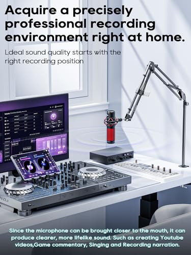 CACENCAN Boom Arm, 360° Rotatable Microphone Stand with Desk Mount, Foldable Desk Mic Arm with 3/8'' to 5/8'' Screw Adapter, Microphone Arm for Live Streaming, Gaming, Podcasting - color: Black (Overhead)