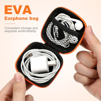 Mini EVA Headphone Case with Smooth Zipper for Travel Storage - color: Orange