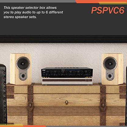 Pyle Premium New and Improved 6 Zone Channel Speaker Switch Selector Volume Control Switch Box Hub Distribution Box for Multi-Channel High Powered Amplifier Control 6 Pairs of Speakers - PSPVC6