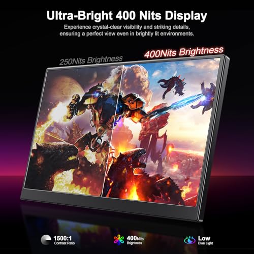 Portable Monitor 14 Inch 1200P USB-C HDMI Ultra-Slim Travel Monitor with Kickstand, Compatible with Xbox, Laptop, PC, Mac Phone, PS, Swich IPS Ultra-Thin Zero Frame Gaming Monitor - size: 14" 1200P