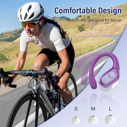 Bluetooth 5.4 Headphones Wireless Earbuds Sports, 75Hrs Bass Hi-Fi Stereo - color: Y-Starry Deep Purple