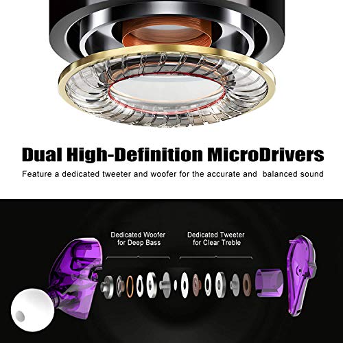 BASN Bsinger+PRO in Ear Monitor for Musicians with MMCX Replaceable Cables; Noise-Isolating and Universal-Fit (Purple) - color: Purple