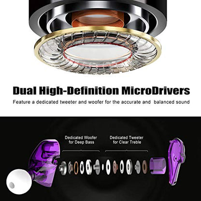 BASN Bsinger+PRO in Ear Monitor for Musicians with MMCX Replaceable Cables; Noise-Isolating and Universal-Fit (Purple) - color: Purple