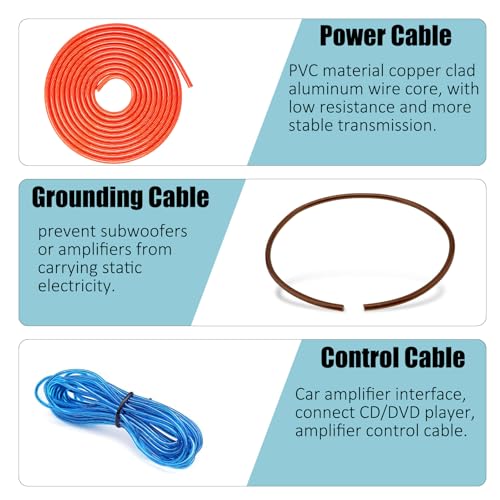 10 Gauge Car Audio Cable Amp Wiring Kit,1500 Watt 2 Channel RCA Stereo Subwoofer Installation Modification Wiring Harness with Fuse for Car Truck Motorcycle Audio Install