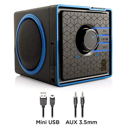GOgroove SonaVERSE BX Wired Portable Speaker with USB Music Player - Cube Speaker with USB Flash Drive MP3 Input, 3.5mm AUX Port, Playback Buttons, Rechargeable 5 Hour Battery (Wired AUX Only)