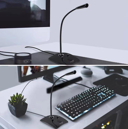USB Microphone, Desktop Gooseneck Computer Mic with Mute Button & LED Indicator, Volume & Echo Control, Plug & Play for PC Laptop, Compatible with Zoom, Gaming, Meeting, Streaming