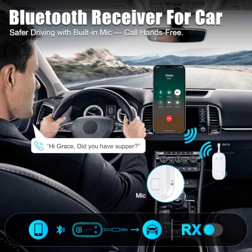 Premium Bluetooth 6.0 Transmitter Receiver – 2-in-1 Adapter | For TV, plane, gym, car & home. Dual Link for 2 headphones. Low latency, stable. Works with all AirPods & wireless headphones - color: White