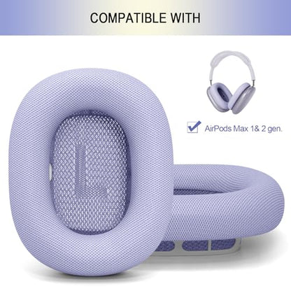 Ear Cushions Replacement for Apple AirPods Max 1 & 2- Cups Headphones Pads | Upgraded Earpads Covers Sweatproof Protein Leather Silicone Foam for Workout & Gym (Purple) - color: Purple