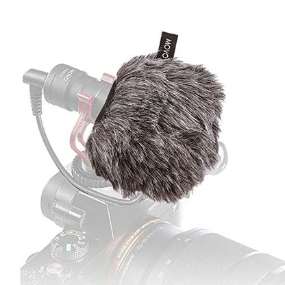 Movo WS-G9 Furry Outdoor Microphone Windscreen Muff, Dark Gray | Portable Digital Recorders up to 3" X 1.5" (W x D), Fits Zoom H4n, H4n PRO, H5, H6, Fits Tascam DR-40, DR-05, DR-07