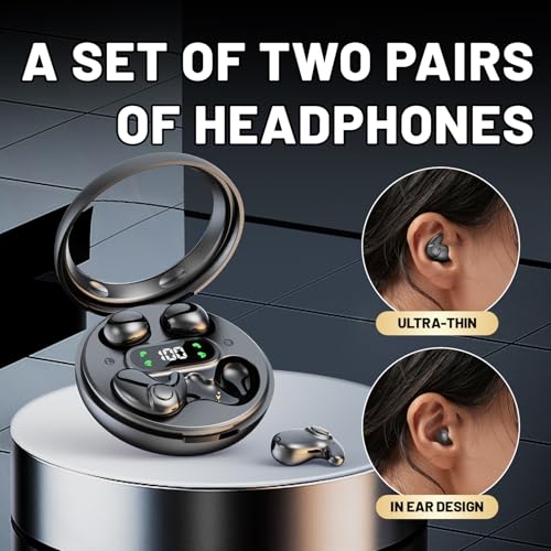 Earbuds,Mini Invisible Sleep Earbuds,Bluetooth 5.4 Ultra- Stylish Headphones for Sleep,Comfortable Blocking Noise,2-Pack Small mini Invisible Wireless Earbuds for Sleeping (Khaki) - color: Khaki
