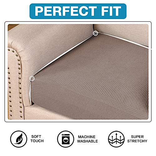 Flamingo P Super Stretch Couch Cushion Cover 1 Pack Individual Seat Slipcover with Elastic Bottom, Machine Washable Furniture Protector (1 Seat Cushion Cover, Taupe) - color: Taupe, size: 1 Seat Cushion Cover