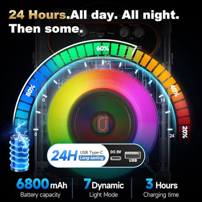 Karaoke Machine with 2 Wireless 0-Delay Microphones for Adults,Portable Bluetooth 5.3 Speaker with Echo Adjustment and Powerful Sound,Supports TWS/TV/Guitar for Family Party,Backyard BBQ(2 Mics) - size: 2 Mics