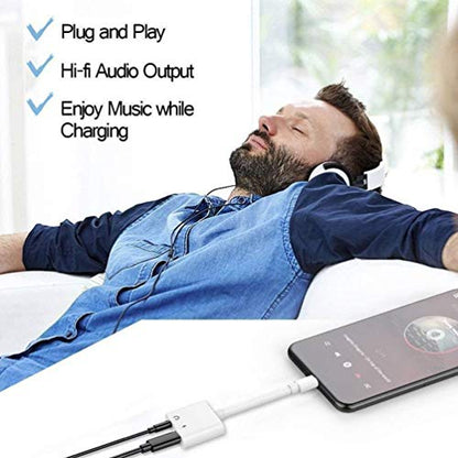 2 Pack [Apple MFi Certified] Lighting to 3.5 mm Headphone Jack Adapter | 2 in 1 iPhone Headphone 3.5mm Aux Audio + Charger Cable Splitter Adapter Dongle Compatible for iPhone 14 13 12 11 XS XR X 8 7
