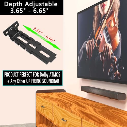 Soundbar Wall Mount Bracket Universal Soundbar Mount Shelf Depth Adjustable (3.65"-6.65") for Bose, Samsung, Vizio, LG, Dolby Atmos Soundbars (Black: V01_Pro) - color: Black: V01_Pro