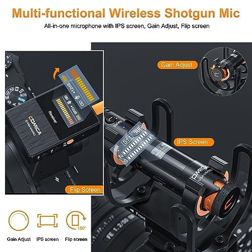COMICA VM30 Wireless Shotgun Microphone for iPhone Canon Nikon Sony Camera | Wired&Wireless Modes, Noise Cancellation, Safety Mode, 48H Working, 328ft Range, Video Mic for Film Podcasting Live Streaming