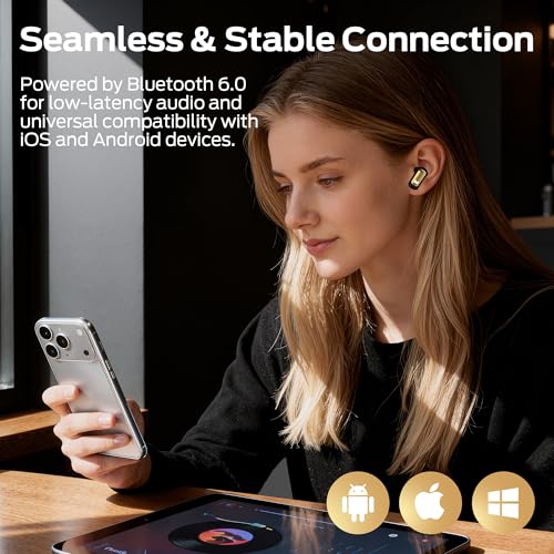 Monster N-Lite 217 Wireless Earbuds, Bluetooth 6.0 Stereo Headphones with Powerful Bass, Built-in Smart Noise Cancelling Mic for Clear Calls, Comfortable Fit, 32H Playtime, IPX5 Waterproof, Black