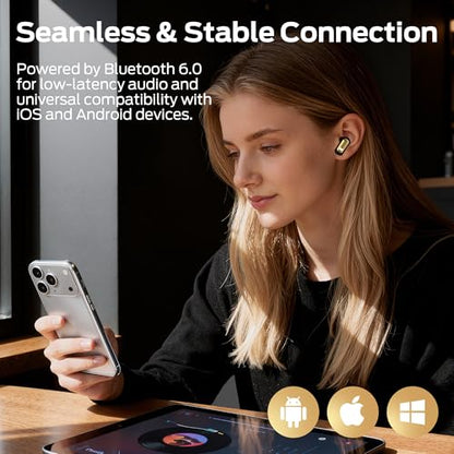 Monster N-Lite 217 Wireless Earbuds, Bluetooth 6.0 Stereo Headphones with Powerful Bass, Built-in Smart Noise Cancelling Mic for Clear Calls, Comfortable Fit, 32H Playtime, IPX5 Waterproof, Black