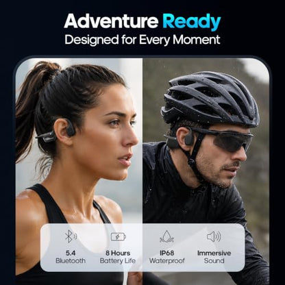 Bone Conduction Headphones IP68 Waterproof, 32GB MP3 Player, Open-Ear Wireless Bluetooth 5.2 Waterproof Headphones for Swimming, Pool, Open Water, Running & Training - Fast Charging - Black - color: Black