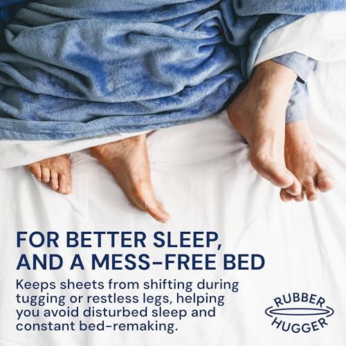 RUBBER HUGGER Elastic Bed Sheet Holder - Queen 60x80, Corner Grip | Elastic sheet holders - secure corner grip - hidden - Use for queen fitted sheets, beds & mattresses - size: Medium - Queen Mattress