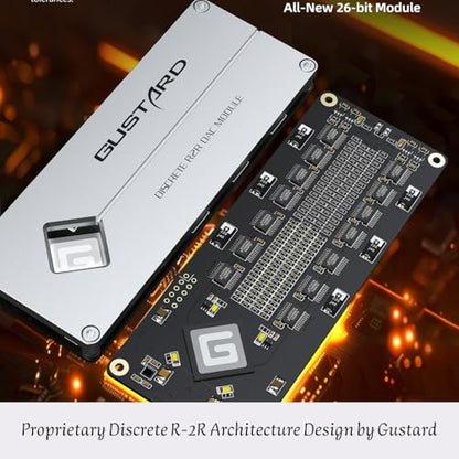Gustard DAC-R26II 26-Bit R2R DAC, Discrete Streamer Decoder with DSD2048, USB/Opt/Coax/IIS/AES/LAN Input, Fully Balanced Digital-Analog Converter, 10MHz Clock, Home Audio Network Streaming DAC, Black
