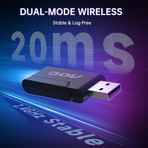 AOC PS5/4, 스위치, PC와 호환되는 무선 게이밍 헤드셋 - 화이트 | USB-C 및 블루투스 5.4 및 2.4GHz 게이밍 헤드폰, 노이즈 캔슬링 마이크, 7.1 가상 서라운드, 20ms 대기 시간, 45H, RGB - color: 화이트.