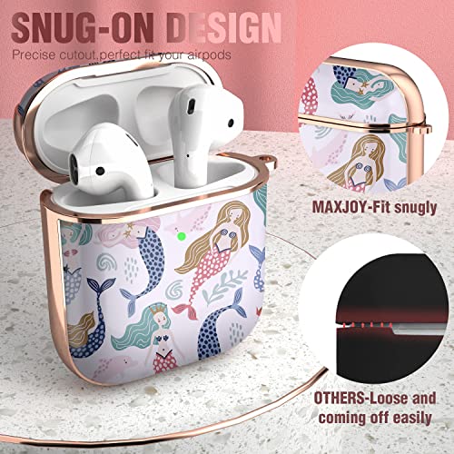 Maxjoy for AirPods Case, Cute AirPod Case Protective Hard AirPod 2 Gen Cover for Women Men with Keychain for AirPods 2nd 1st Generation Charging Cover 2&1, Mermaid - color: Red +Blue