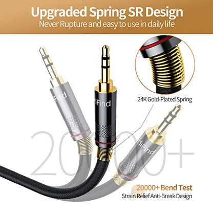 HiFind 3.5mm to 6.35mm Stereo Audio Cable 4 Ft (Hi-Fi Sound-Silver Plated Copper-Spring SR-Braided) 3.5 mm 1/8" TRS Male to 6.35 mm 1/4" TRS Male Bidirectional Cable for Guitar,Home Theater,Speaker - size: 4FT, style: 1/8 to 1/4
