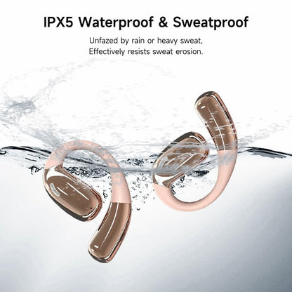 A51 Open Ear Headphones, True Wireless Earbuds with Mic & Earhooks | Deep Bass Sound, 20H Playtime & Digital Display, AI Clear Calls, Secure Comfortable Fit - Running, Sport, Meeting (RoseGold) - color: RoseGold