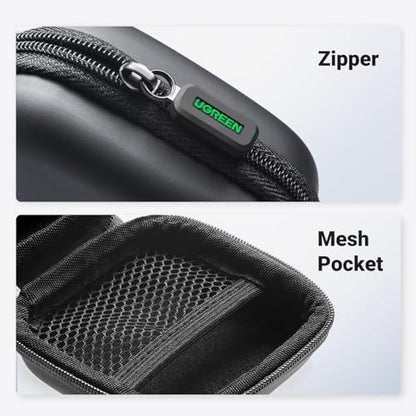 UGREEN Earbud Case, Waterproof Earphone Case Pouch Compatible with AirPods Pro Headphone Case Holder with Stainless Steel Carabiner, for Headphones, Earbuds, SD Memory Card, Camera Chips, Black - color: Black