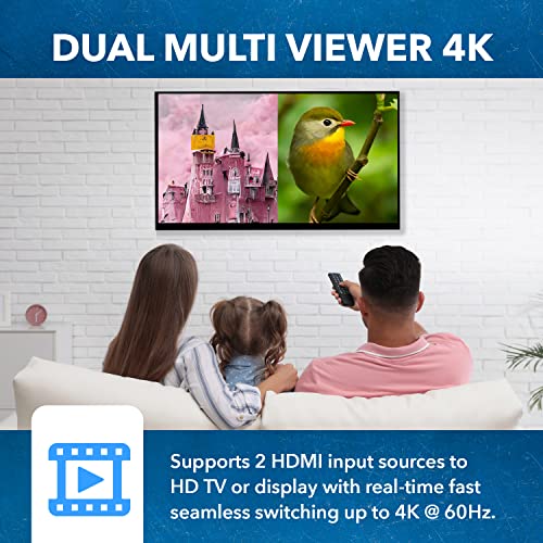 OREI 2x1 HDMI Multi Viewer Seamless Switch - 4K@60Hz RS-232 IR PIP EDID OSD