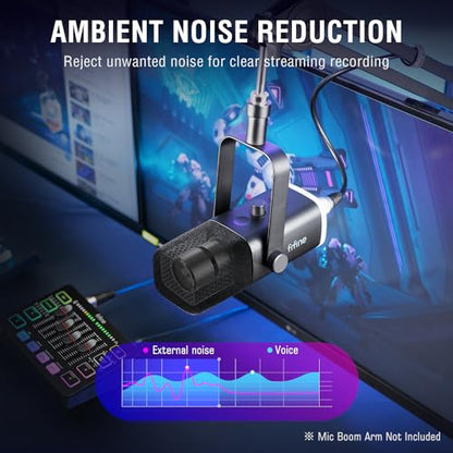 FIFINE Gaming Audio Mixer Bundle with Computer Streaming Microphone, 4-Channel RGB Mixer Set with XLR Interface, 48V Phantom Power, Dynamic Mic with Mute Button for Game Voice Podcast YouTube(SC3+AM8)
