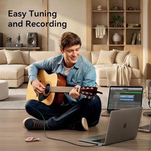 SAMZHE 1/8 to 1/4 Stereo Cable 3.5mm TRS to 6.35mm Audio Cable Guitar to Aux Male Cord with Alum Alloy Housing and Nylon Braid for Guitar, Laptop, Home Theater Devices, Speaker and Amplifiers 10FT - size: 10 FT