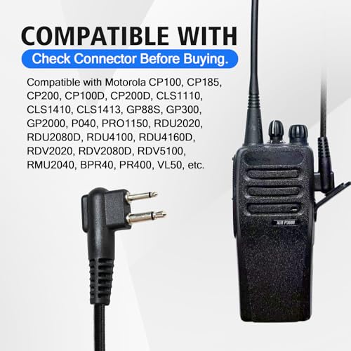 Dual Ear Walkie Talkie Headset for Motorola 2-Pin Radio RMM2050 RDU4100 CP200 CLS1110, Two Way Radio Earpiece with PTT Mic & VOX for Security Warehouse Construction