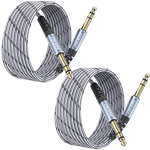JOLGOO 1/4 Inch TRS Cable 10ft 2-Pack, 1/4 Inch Guitar Cable 10 Ft, 6.35 Balanced Interconnect Line for Electric Guitar, Bass, Keyboard, Mixer, Amplifier, Speaker, Electric Mandolin, pro Audio - color: Grey, size: 10 Feet, style: TRS Cable 2-Pack