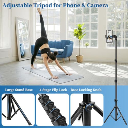 Phone Tripod Stand, 70" Selfie Stick Cell Phone Tripod with Remote | Phone Holder/Carry Bag, Aluminum Alloy Selfie Stick Tripods, Compatible with iPhone Samsung GoPro Smartphone - size: 70 Inch