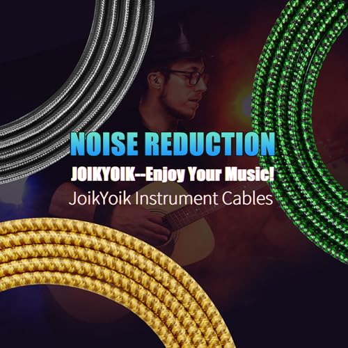 2-Pack 6.6ft Tweed braided 1/4 Inch TS Guitar Cables, Yellow & Brown | Strain relief, Anti-kink, no signal loss, fit electric guitar, bass, amp - color: Yellow, size: 6.6ft