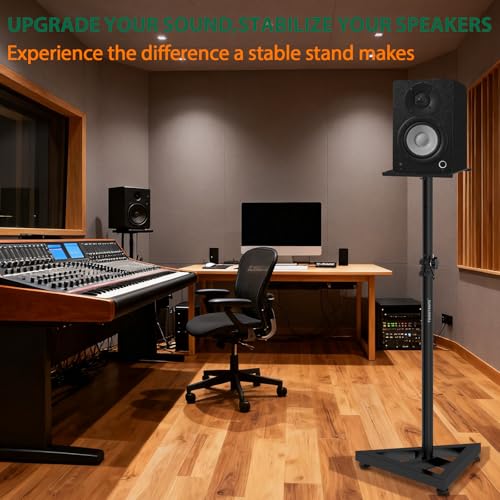 Vondynote Pair Studio Monitor Stands 32.6"-50.9" Base Floor Speaker Stands | Adjustable Height, Heavy Duty, Three Point Triangle Base, Floor Speaker Stands