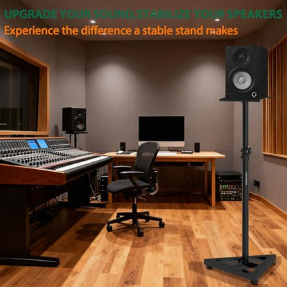 Vondynote Pair Studio Monitor Stands 32.6"-50.9" Base Floor Speaker Stands | Adjustable Height, Heavy Duty, Three Point Triangle Base, Floor Speaker Stands