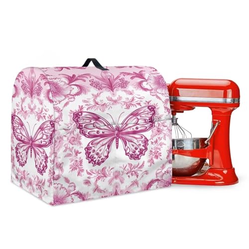 Stand Mixer Dust Cover, Stand Mixer Cover with Multi Pockets for Women Fashion Printed Coffee Maker Dust Cover Stand Mixer Protective Cover Pink Butterfly - color: Pink Butterfly, size: S