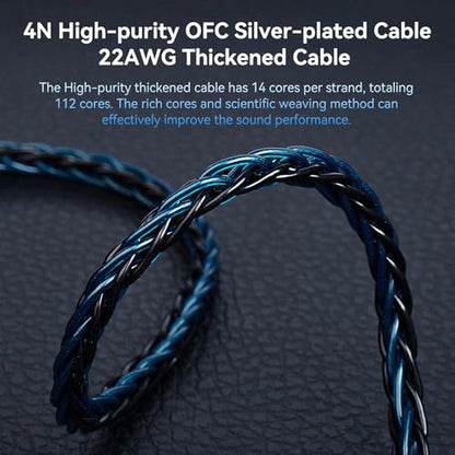 2026 Upgraded 1.5M IEM Cable,4N OFC Silver-Plated Upgraded IEM Cable - color: Black, size: MMCX