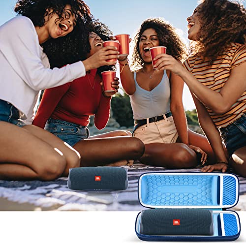 Comecase Hard Travel Case for JBL Charge 4/ Charge 5 Waterproof Bluetooth Speaker. Carrying Storage Bag Fits Charger and USB Cable - Blue+Inside Blue (Case Only) - color: Blue