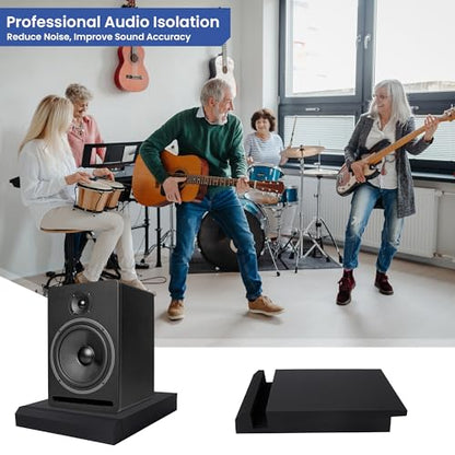 Speaker Isolation Pads, Foam Studio Monitor Isolation Pads for 8-10 Inch Monitors, Acoustic Noise Reduction Riser Platform for Studio Monitor, Subwoofer, Loudspeaker, 16.5"x15"x2.5", Black