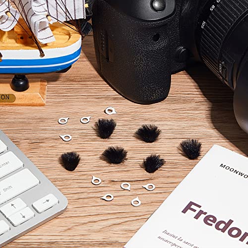 Nezyo 10 Pcs Camera Mic Windscreen Wind Muff Built in Microphone Camera Muff Compatible with DSLRs Outdoor Windshield and 20 Pcs Sticker, Black, 0.24 x 0.24 Inch