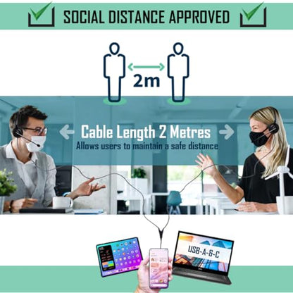 Project Telecom USB-A & USB-C, 2 Users, Binaural Noise Cancelling, Headset Splitter Training Supervising Coaching Bundle - Compatible with Microsoft Teams, Zoom, Cisco Webex, VoIP Softphone Apps - style: Binaural