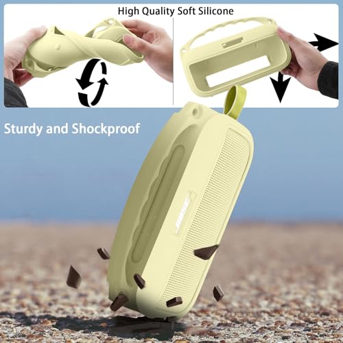 co2CREA Hard and Silicone Case for Bose SoundLink Flex 2/1,Citrus Yellow | 2nd Gen Compatibility, Dual-Layer Protection, EVA Hard Shell, Silicone Cover, Adjustable Shoulder Strap, Aluminum Carabiner - color: Citrus Yellow Case
