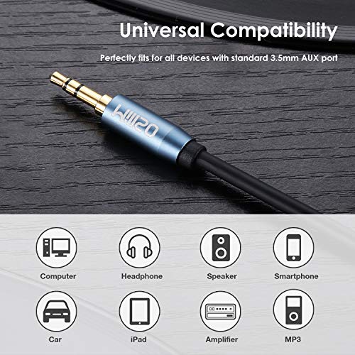 3.5mm Headphone Extension Cable 16FT TRS 3.5mm Male to Female Cord | Sapphire Blue, Metal Shell, Premium Stereo Audio Jack Extension Adapter Aux Cord for Headphone, Speaker, Home Stereo System - size: 16 ft