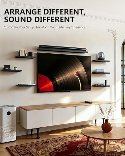 WALI Soundbar Mount for Sonos Arc and Sonos Arc Ultra, Set of 3, Black | Sound bar Wall Mount Bracket Under TV, Soundbar TV Floating Wall Shelf for Living Room, Home Theater Up to 22Lbs, (SON003-H) - color: Black
