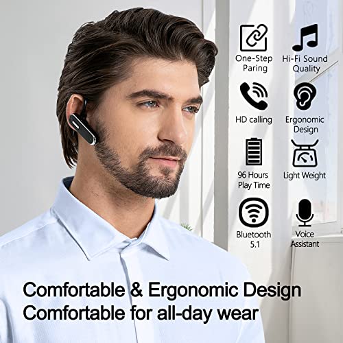 Bluetooth Earpiece V5.1, Wireless Hands-Free Headset with Charging Case, Built-in Microphone for iPhone Android Business Calls - color: Brown, style: Bluetooth headset with charging case
