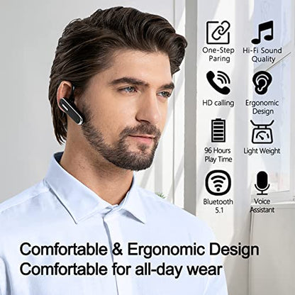 Bluetooth Earpiece V5.1, Wireless Hands-Free Headset with Charging Case, Built-in Microphone for iPhone Android Business Calls - color: Brown, style: Bluetooth headset with charging case